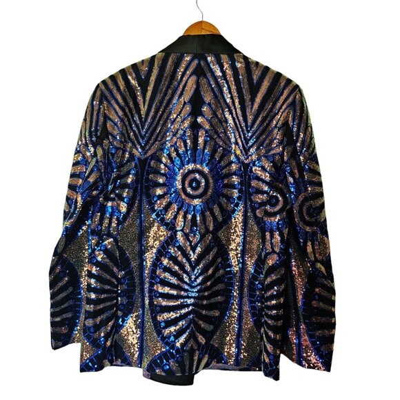 BARABAS Men's Sequin Geometric Pattern Black Blue Blazer 46 2XL New With tags - Picture 14 of 14